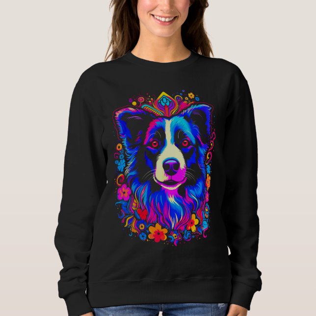 Border Collie Dog Love Gratitude Flower Sweatshirt (Front)