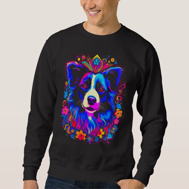 Border Collie Dog Love Gratitude Flower Sweatshirt (Front)