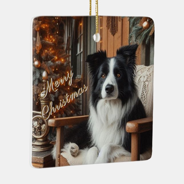 Border Collie Dog Lover Christmas Gift Ornament (Right)