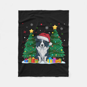 Border Collie Dog Lovers Santa Hat Ugly Christmas Fleece Blanket