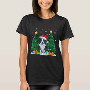 Border Collie Dog Lovers Santa Hat Ugly Christmas  T-Shirt