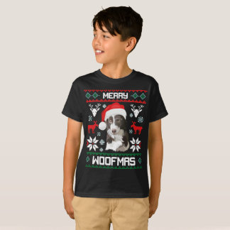 Border Collie Dog Merry Woofmas Christmas T-Shirt