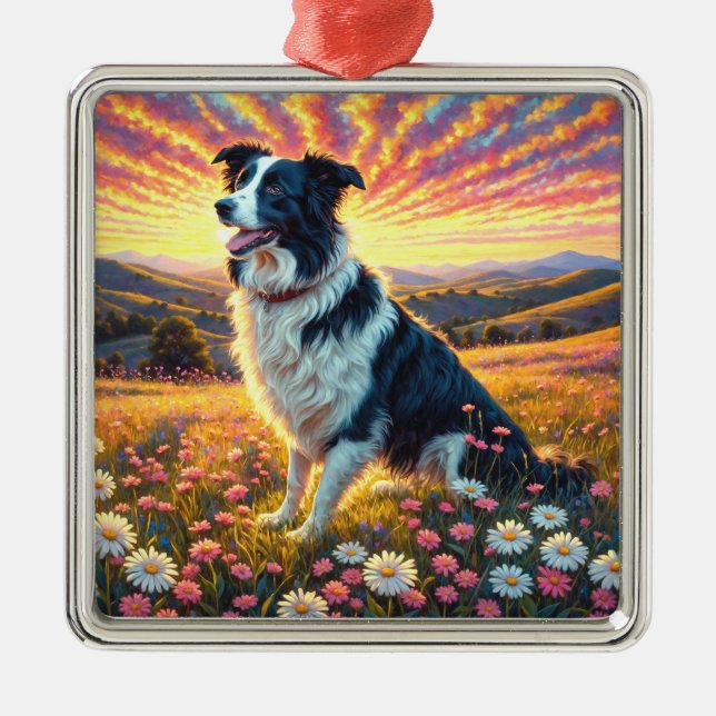 Border Collie Dog Metal Ornament (Front)