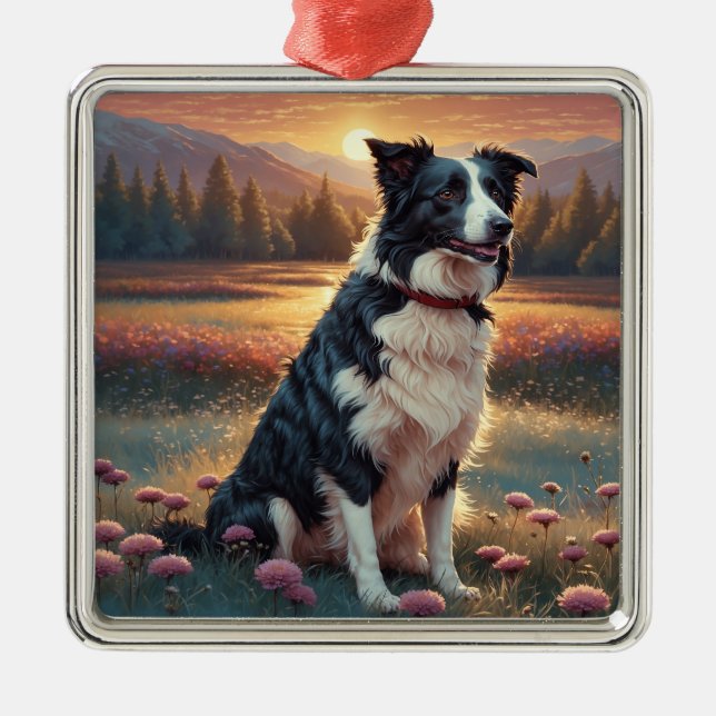 Border Collie Dog Metal Ornament (Front)