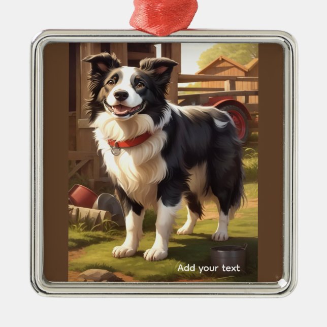 Border Collie Dog Metal Ornament (Front)
