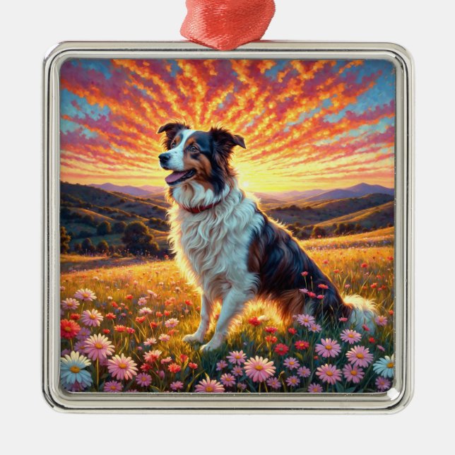 Border Collie Dog Metal Ornament (Front)