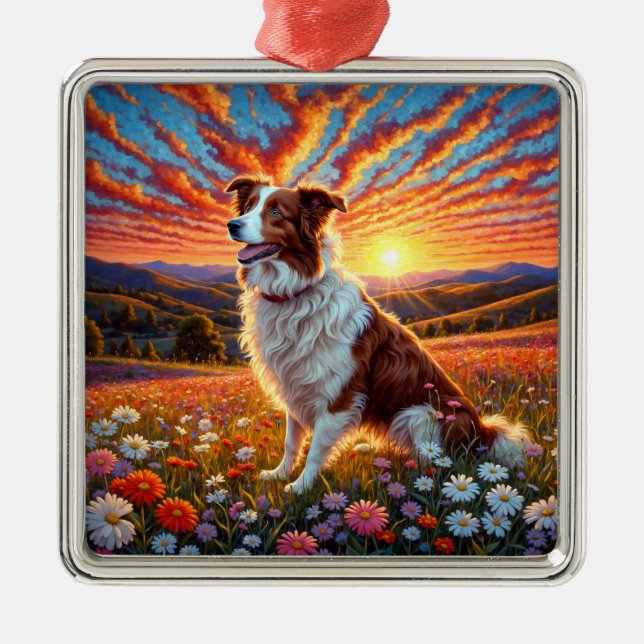 Border Collie Dog Metal Ornament (Front)