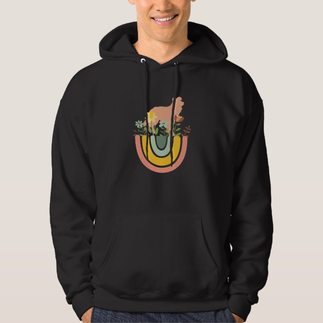 Border Collie Dog  Mom Dad Pet Cute Rainbow Boho P Hoodie (Front)