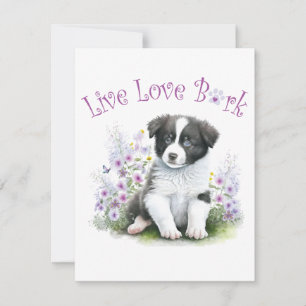 Border Collie Dog Mum Floral Card