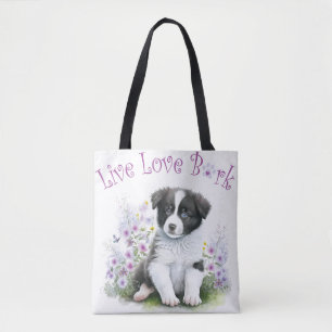 Border Collie Dog Mum Floral Tote Bag
