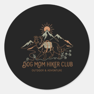 Border Collie Dog Mum Hiker Club Mothers Day Classic Round Sticker