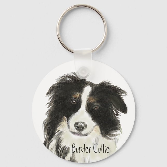 Border Collie Dog o Key Ring (Front)