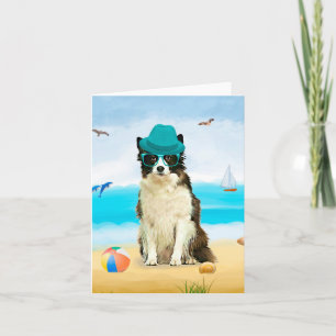 Border Collie Dog on Beach Card