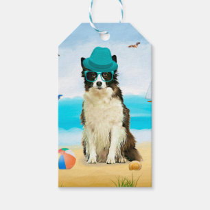 Border Collie Dog on Beach Gift Tags