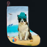 Border Collie Dog on Beach Small Christmas Stocking<br><div class="desc">Cute dog sitting on beach is a perfect gift idea for someone who love this dog breed.</div>