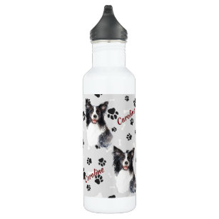 Border Collie Dog Pawprint 710 Ml Water Bottle