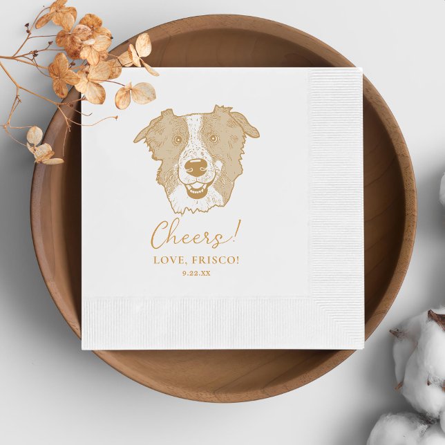 Border Collie Dog Personalised Cheers Napkins (Creator Uploaded)