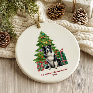  Border Collie Dog Personalised Christmas Ceramic Ornament