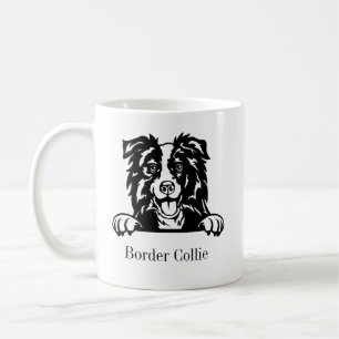 border collie dog personalised name mugs