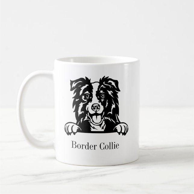 border collie dog personalised name mugs (Left)