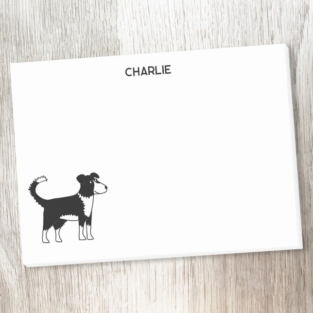 Border Collie Dog Personalised Name Post-it Notes (Welsh Border Collie sheepdog personalized custom name Post-it sticky notes for dog lovers)
