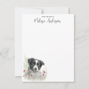 Border Collie Dog Personalised Watercolor Puppy Card