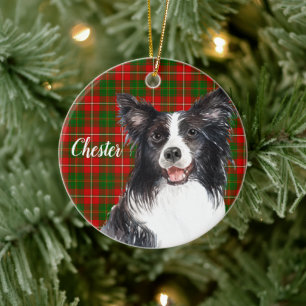 Border Collie Dog Personalized Ceramic Ornament