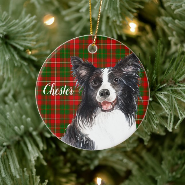 Border Collie  Dog Personalized Ceramic Ornament (Tree)
