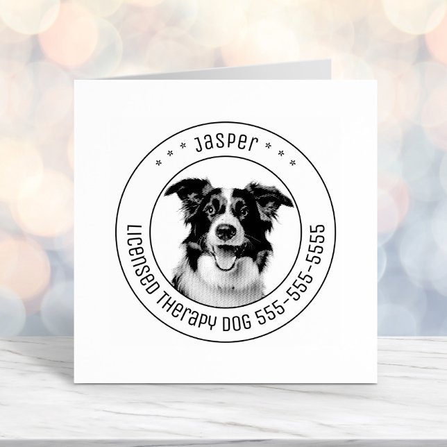 Border Collie Dog Pet Photo Round Self-inking Stamp (Creator Uploaded)