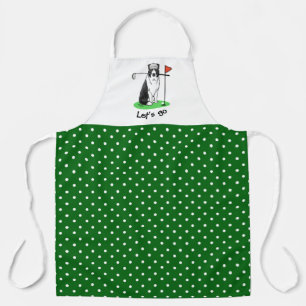 Border Collie Dog Playing Golf (black & white) Fun Apron
