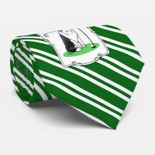 Border Collie Dog Playing Golf (black & white) Fun Tie