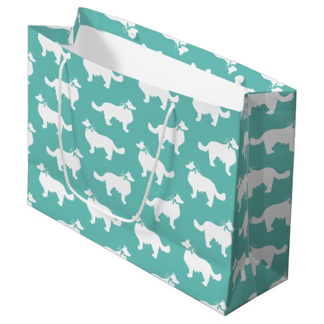 Border Collie Dog Puppy Large Gift Bag (Front Angled)