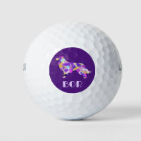 Border Collie Dog Purple Silhouette Monogram
