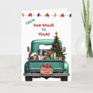 Border Collie Dog Retro Farm Truck Christmas Card
