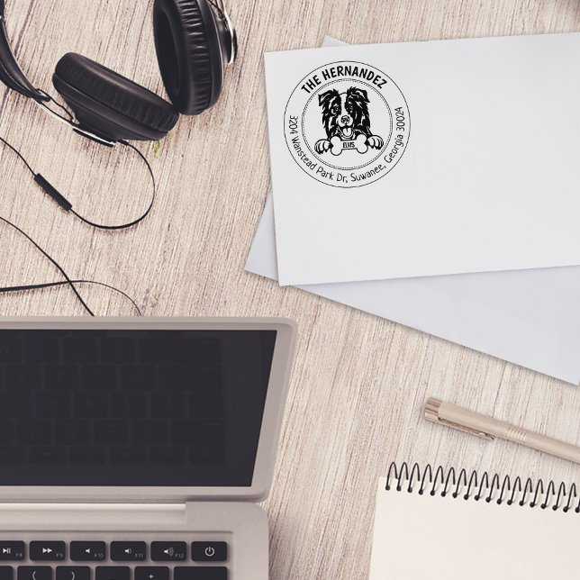 Border Collie Dog Return Address Family Rubber Stamp (Creator Uploaded)