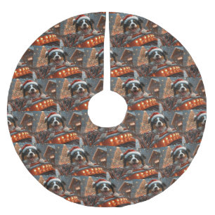 Border Collie Dog Roller Coaster Christmas Brushed Polyester Tree Skirt