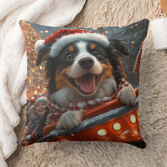 Border Collie Dog Roller Coaster Christmas Cushion (Blanket)
