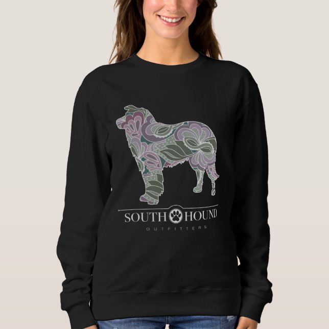 Border Collie Dog Sage Blush Floral Pattern Sweatshirt (Front)