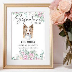 Border Collie Dog Signature Drink Sign