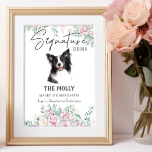 Border Collie Dog Signature Drink Sign