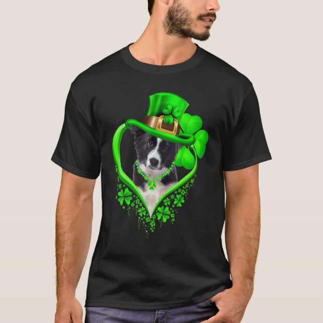 Border Collie Dog St Patricks Day Lover Irish Sham T-Shirt (Front)