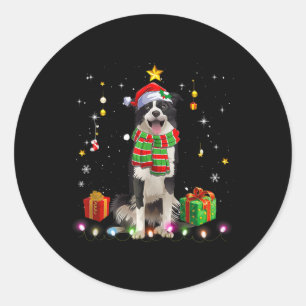 Border Collie Dog Tree Christmas Sweater Xmas Dogs Classic Round Sticker