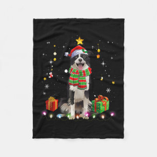 Border Collie Dog Tree Christmas Sweater Xmas Dogs Fleece Blanket