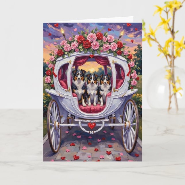 Border Collie Dog Valentine's Day Card (Yellow Flower)