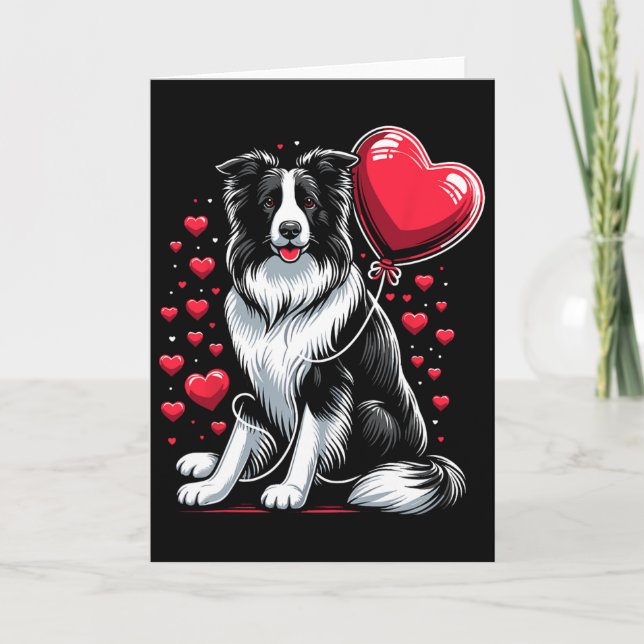 Border Collie Dog Valentine's Day Dog Owner Valent Card (Front)