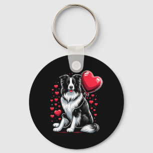Border Collie Dog Valentine's Day Dog Owner Valent Key Ring