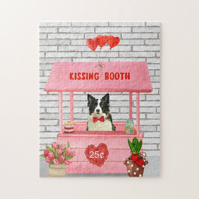 Border Collie Dog Valentine's Day Kissing Booth Jigsaw Puzzle (Vertical)