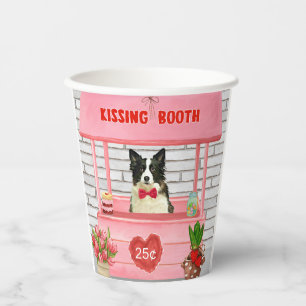 Border Collie Dog Valentine's Day Kissing Booth Paper Cups
