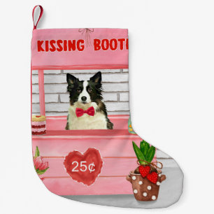 Border Collie Dog Valentine's Day Kissing Booth Small Christmas Stocking