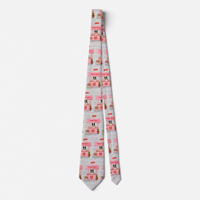 Border Collie Dog Valentine's Day Kissing Booth Tie (Front)